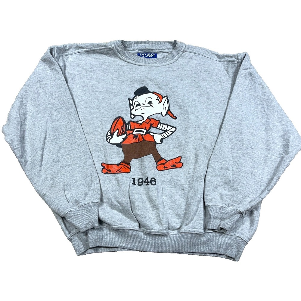Vintage Cleveland Browns Sweatshirt Men XL Gray Crewneck Y2K‎ 2000s NFL Brownie
